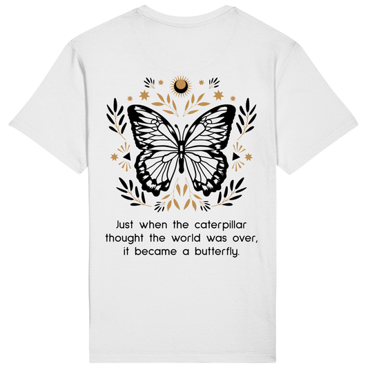 Weißes T-Shirt "Butterfly" Rückseite mit Backprint